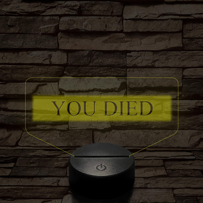 Elden Ring "You Died" 7 színű 3D led lámpa