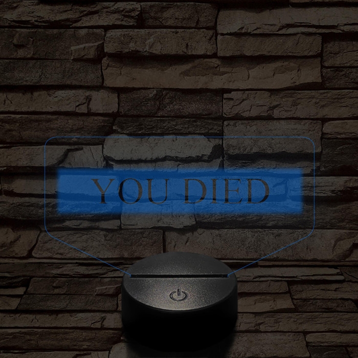 Elden Ring "You Died" 7 színű 3D led lámpa