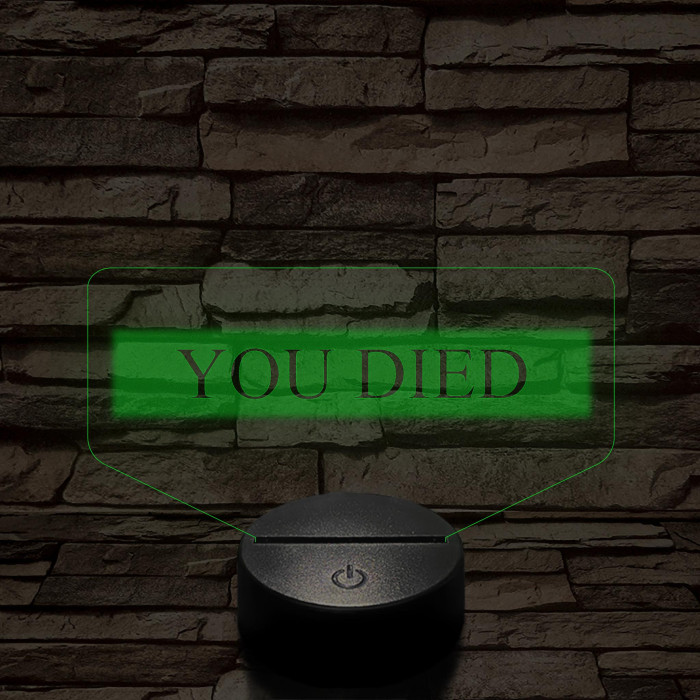 Elden Ring "You Died" 7 színű 3D led lámpa