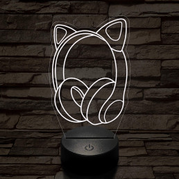 Gamer macskafüles fejhallgató 7 színű 3D led lámpa