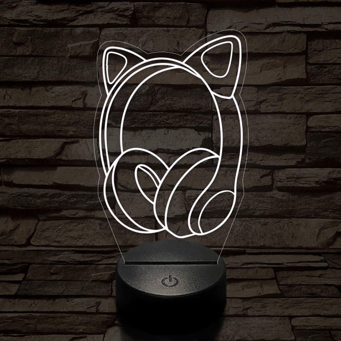 Gamer macskafüles fejhallgató 7 színű 3D led lámpa