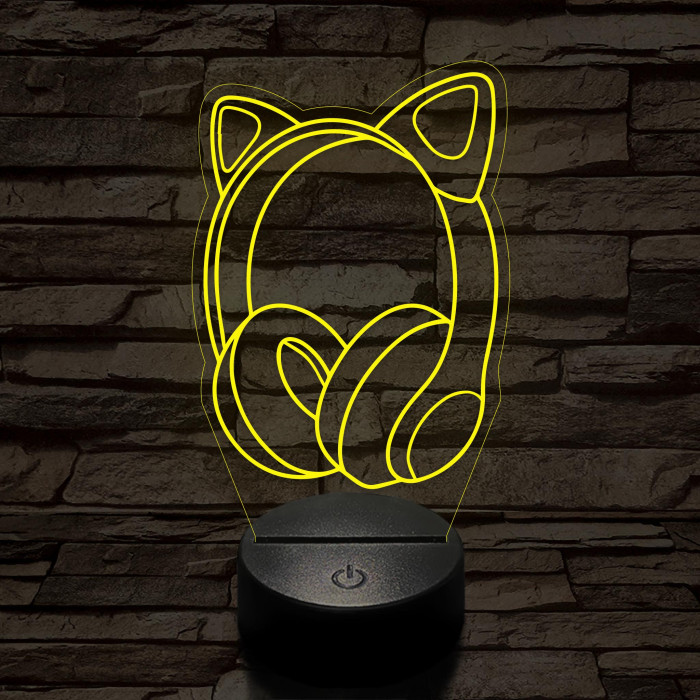 Gamer macskafüles fejhallgató 7 színű 3D led lámpa