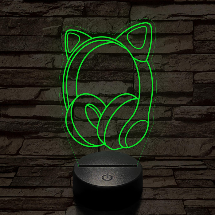 Gamer macskafüles fejhallgató 7 színű 3D led lámpa