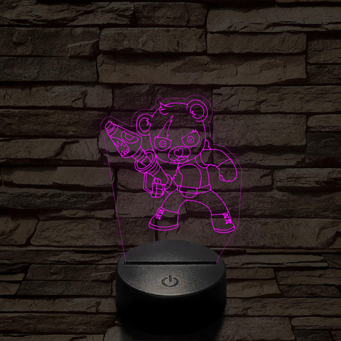 Fortnite mérges maci karakter 7 színű 3D led lámpa