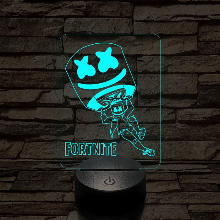 Fortnite Marshmello 7 színű 3D led lámpa