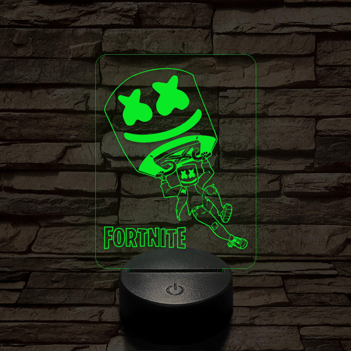Fortnite Marshmello 7 színű 3D led lámpa