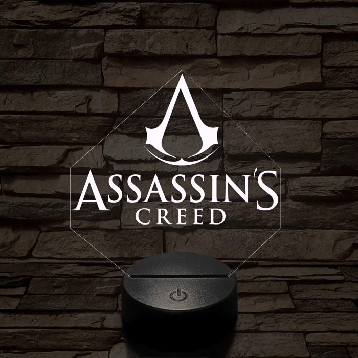 Assassin's creed logo 7 színű 3D led lámpa
