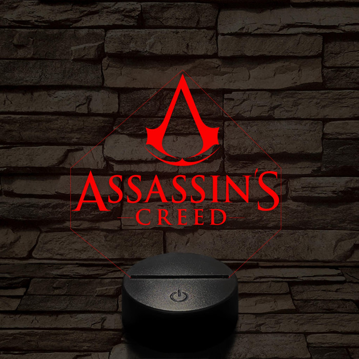 Assassin's creed logo 7 színű 3D led lámpa