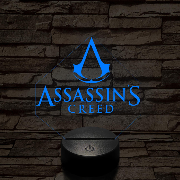 Assassin's creed logo 7 színű 3D led lámpa