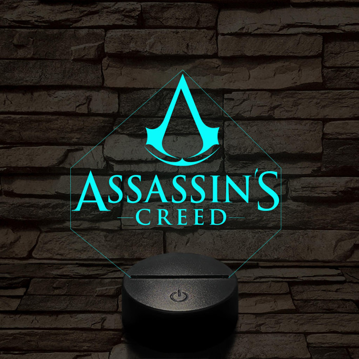 Assassin's creed logo 7 színű 3D led lámpa