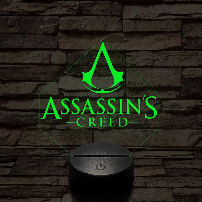 Assassin's creed logo 7 színű 3D led lámpa