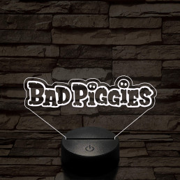 Angry Birds - BadPiggies logo felirat 7 színű 3D led lámpa