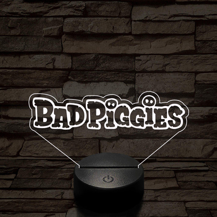 Angry Birds - BadPiggies logo felirat 7 színű 3D led lámpa