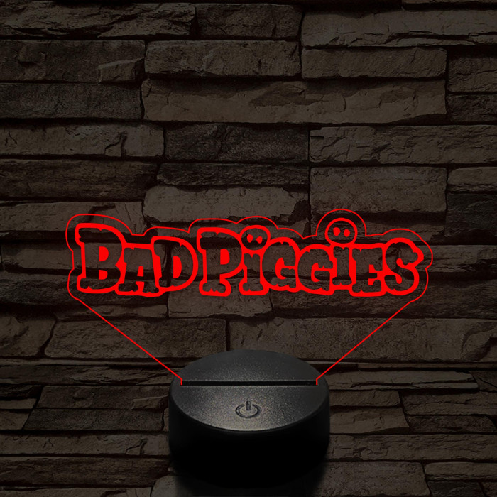 Angry Birds - BadPiggies logo felirat 7 színű 3D led lámpa