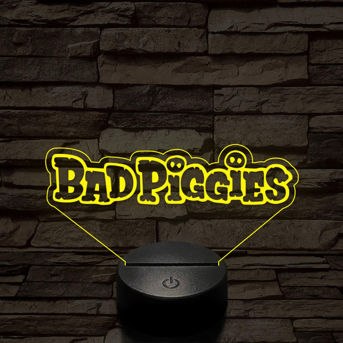 Angry Birds - BadPiggies logo felirat 7 színű 3D led lámpa