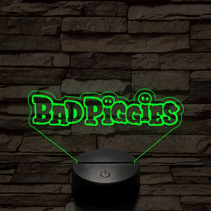 Angry Birds - BadPiggies logo felirat 7 színű 3D led lámpa