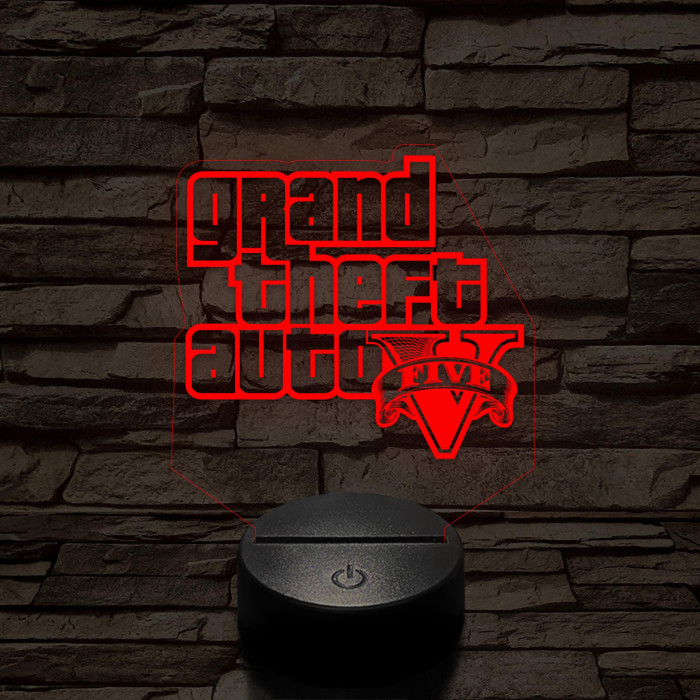 GTA V logo 7 színű 3D led lámpa
