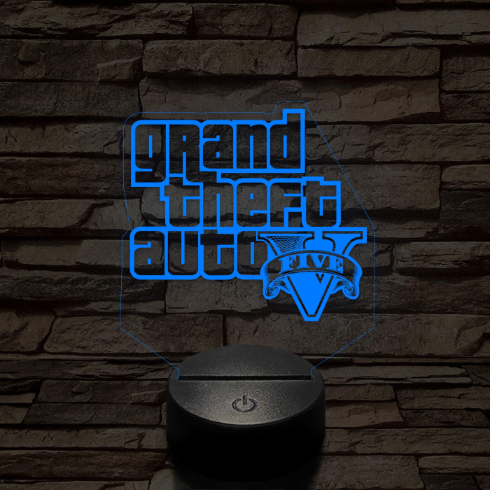 GTA V logo 7 színű 3D led lámpa
