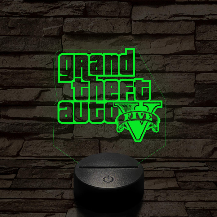 GTA V logo 7 színű 3D led lámpa