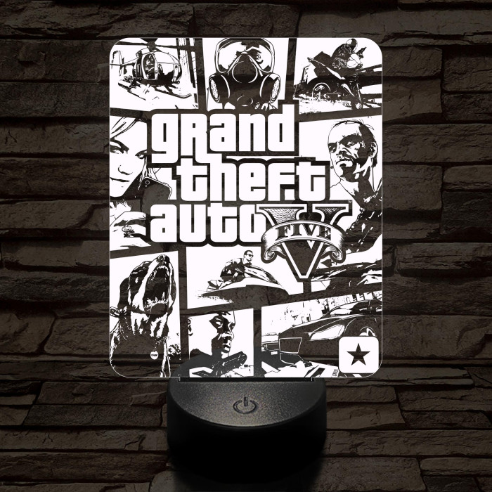 GTA V 7 színű 3D led lámpa