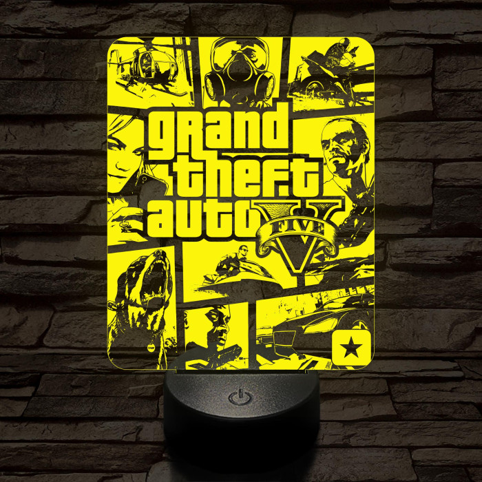 GTA V 7 színű 3D led lámpa