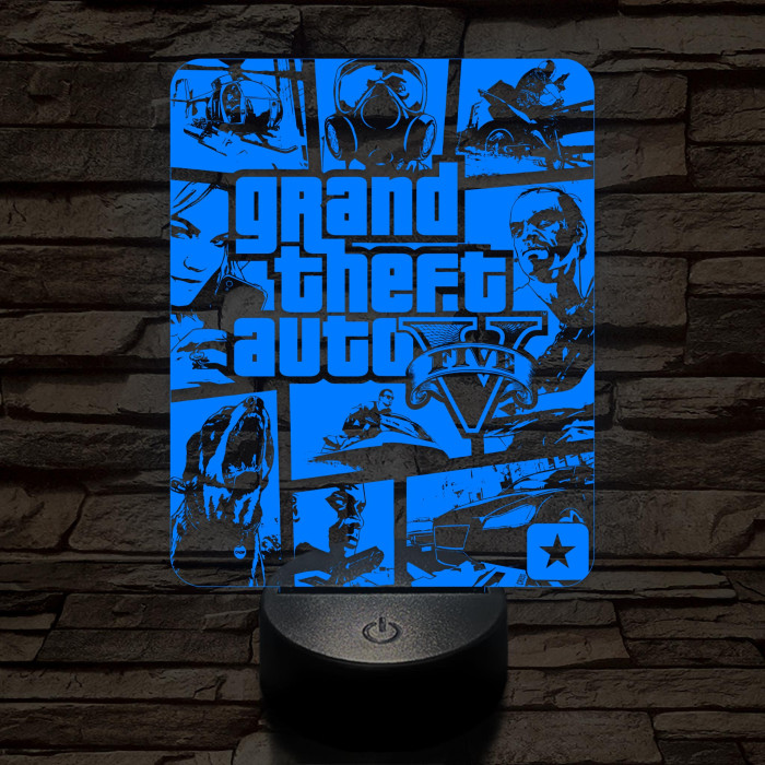 GTA V 7 színű 3D led lámpa