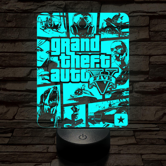 GTA V 7 színű 3D led lámpa