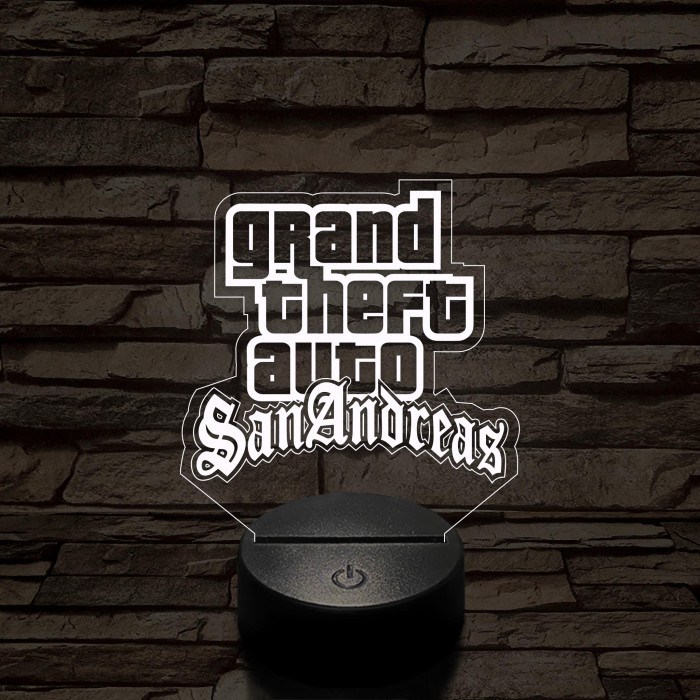 GTA San Andreas logo 7 színű 3D led lámpa