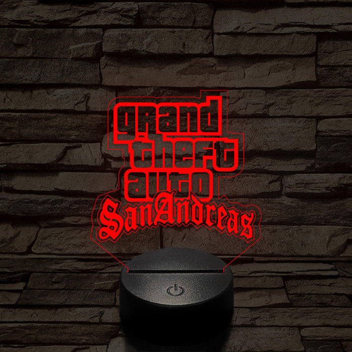 GTA San Andreas logo 7 színű 3D led lámpa