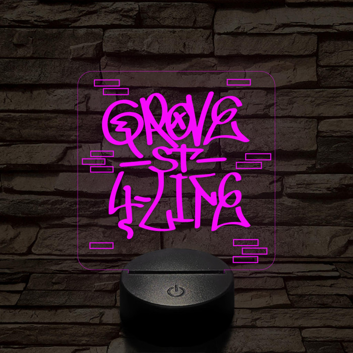 GTA Grove Street graffiti 7 színű 3D led lámpa