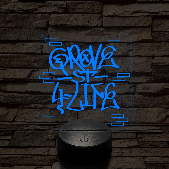 GTA Grove Street graffiti 7 színű 3D led lámpa