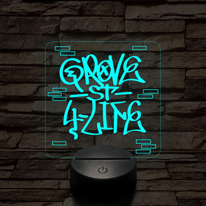 GTA Grove Street graffiti 7 színű 3D led lámpa