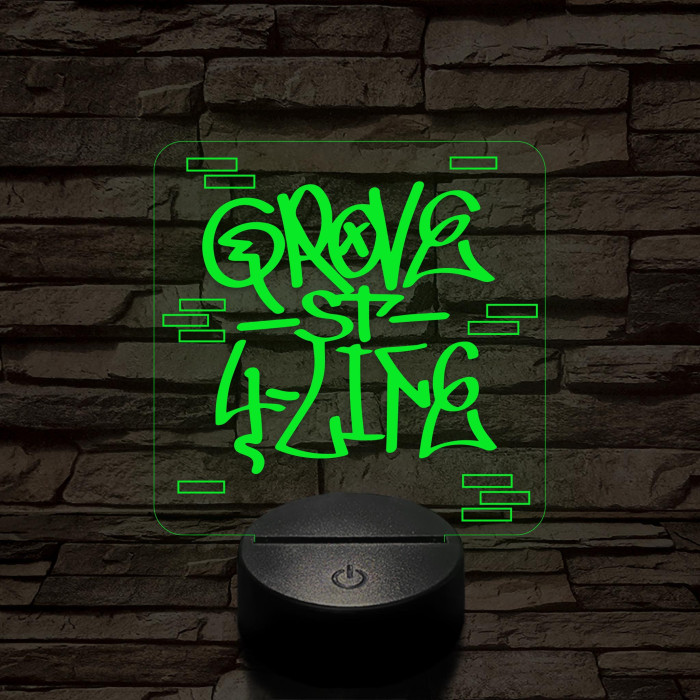 GTA Grove Street graffiti 7 színű 3D led lámpa