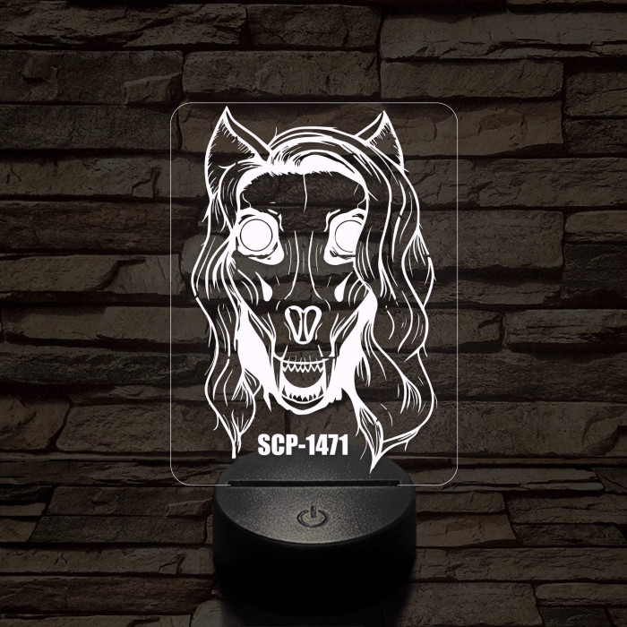 SCP-1471 Skull dog 7 színű 3D led lámpa