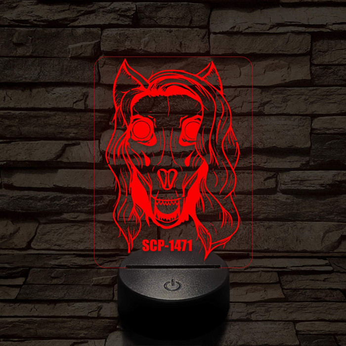 SCP-1471 Skull dog 7 színű 3D led lámpa