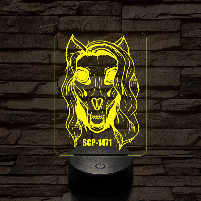 SCP-1471 Skull dog 7 színű 3D led lámpa