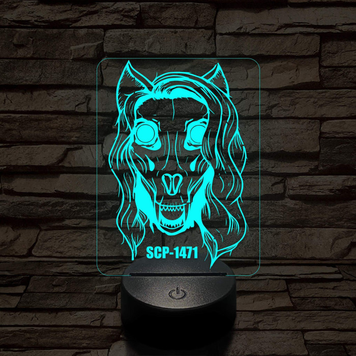 SCP-1471 Skull dog 7 színű 3D led lámpa