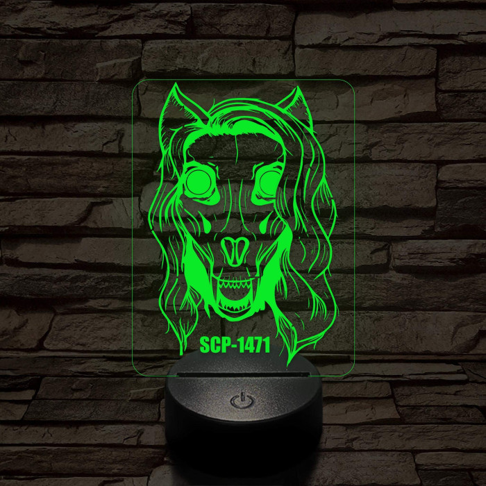 SCP-1471 Skull dog 7 színű 3D led lámpa