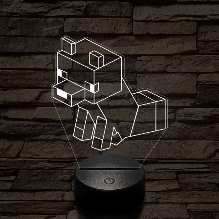 Minecraft ülő róka 7 színű 3D led lámpa
