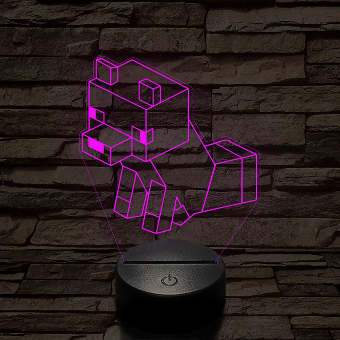 Minecraft ülő róka 7 színű 3D led lámpa