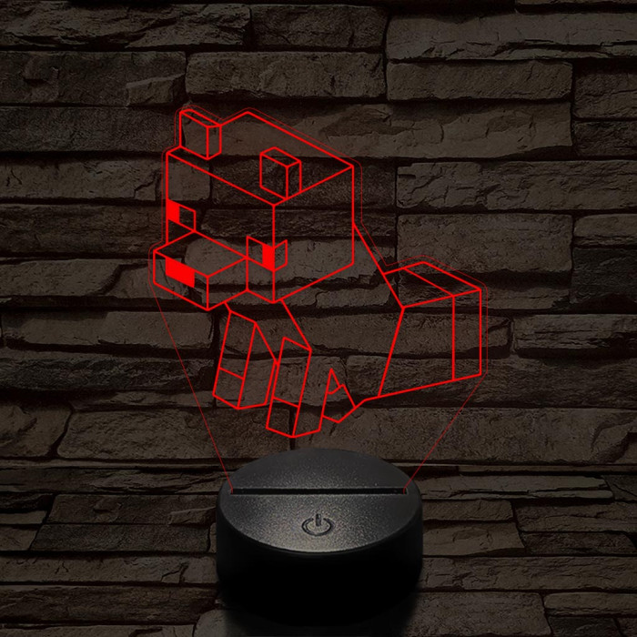 Minecraft ülő róka 7 színű 3D led lámpa