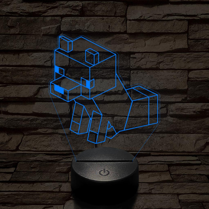 Minecraft ülő róka 7 színű 3D led lámpa