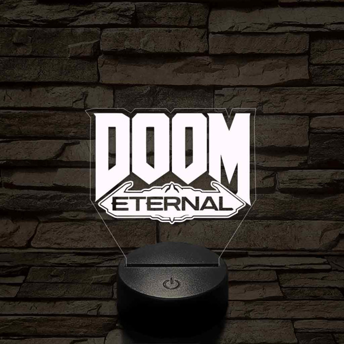 DOOM logo 7 színű 3D led lámpa