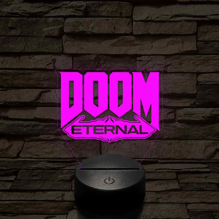 DOOM logo 7 színű 3D led lámpa