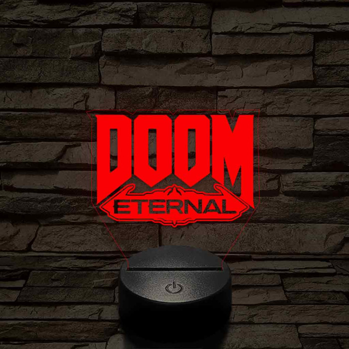 DOOM logo 7 színű 3D led lámpa