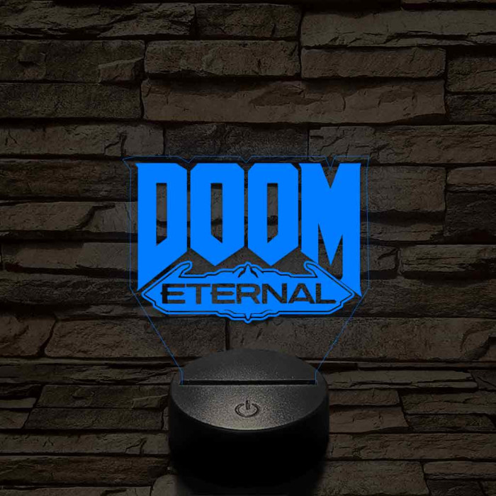 DOOM logo 7 színű 3D led lámpa