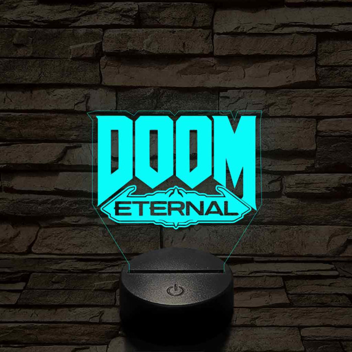 DOOM logo 7 színű 3D led lámpa