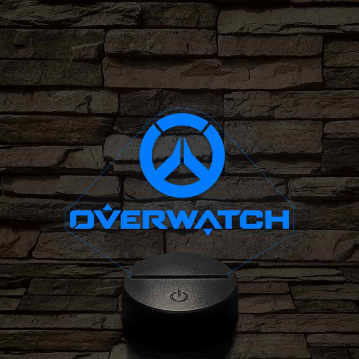 Overwatch logo 7 színű 3D led lámpa