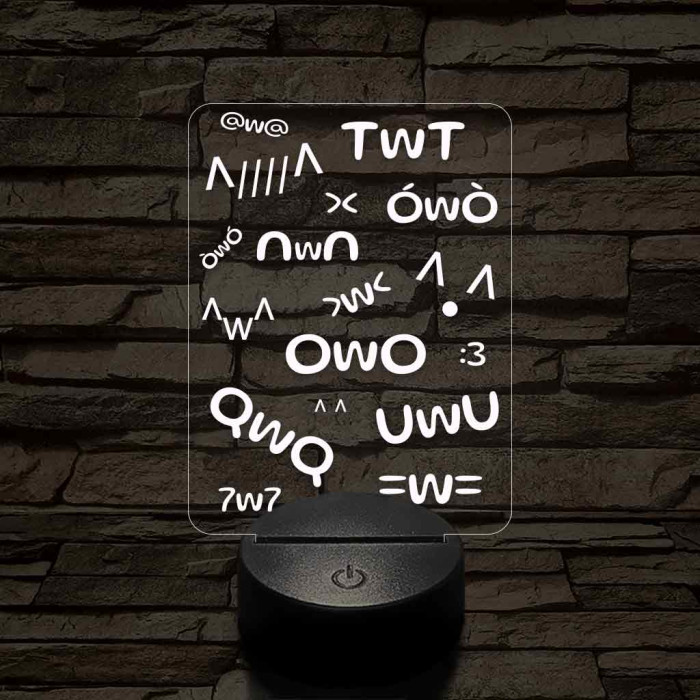 Anime UwU 7 színű 3D led lámpa