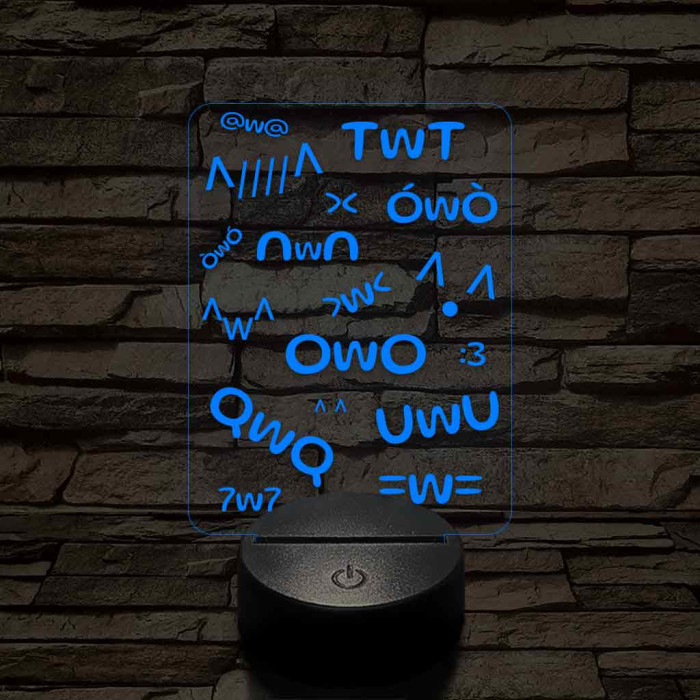 Anime UwU 7 színű 3D led lámpa